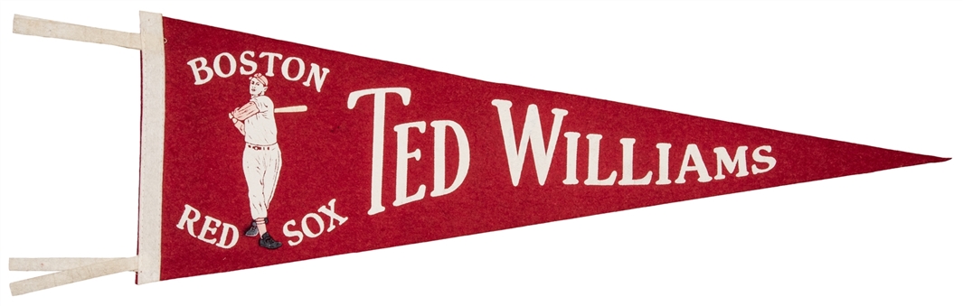 1950s Ted Williams "Boston Red Sox" Red Felt Pennant